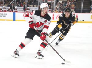 Read more about the article Jack Hughes tallies twice, Devils get past Pens in shootout