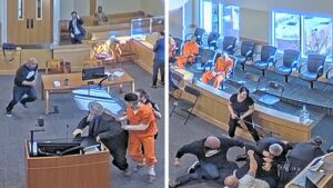 Read more about the article Murder Suspect Attacked by Victim’s Family in Wild Courtroom Brawl, Video Shows