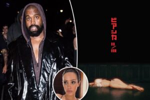 Read more about the article Kanye West shares image of unclothed Bianca Censori to promote her new film