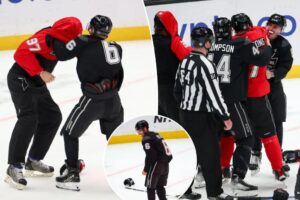 Read more about the article Watch Justin Bieber drops gloves with Jeremy Roenick at L.A. charity hockey game