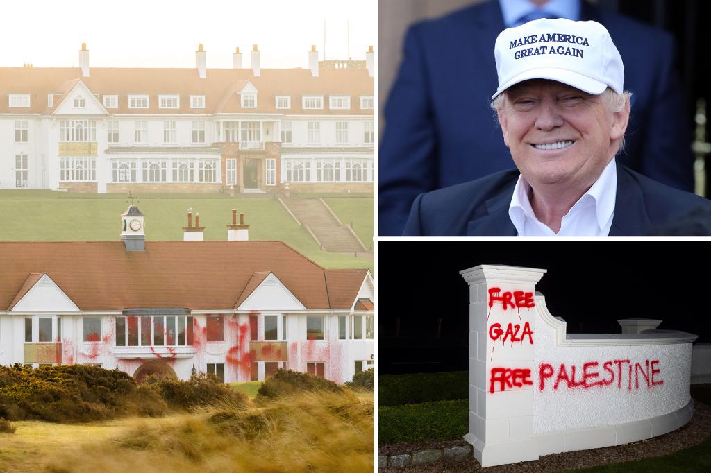 You are currently viewing Trump’s Turnberry Resort defaced by pro-Palestinian vandals: ‘Free Gaza’