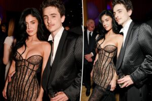 Read more about the article Kylie Jenner sizzles in sheer corset gown at Vanity Fair Oscar Party 2025 with Timothée Chalamet